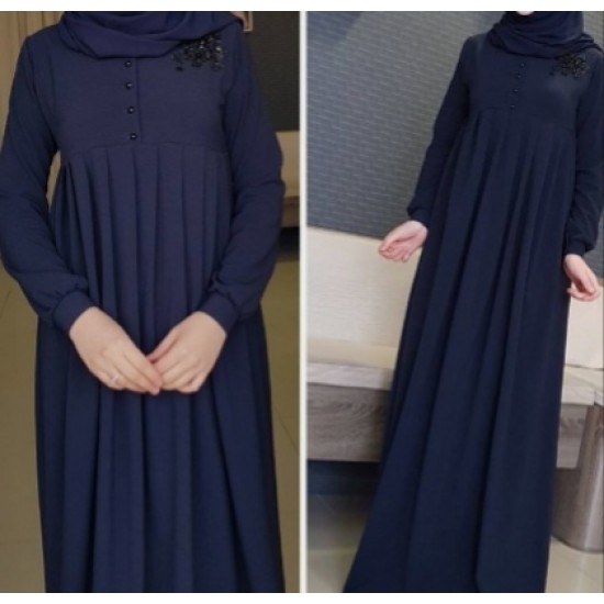 Pleated Button Abaya