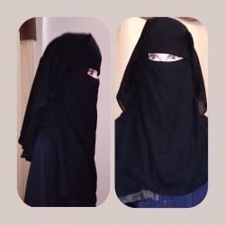 Black full niqab, Islamic face cover veil, abaya 3 layers